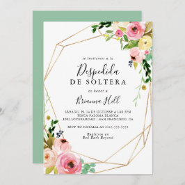 幾何学的金ゴールド熱帯秋スペインのブライダルシャワー 招待状