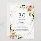 幾何学的金ゴールド熱帯秋30歳の誕生日パーティー 招待状 (正面)