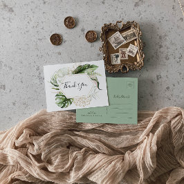 幾何学的金ゴールド熱帯緑ありがとう ポストカード