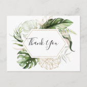 幾何学的金ゴールド熱帯緑ありがとう ポストカード (正面)