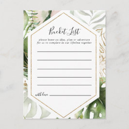 幾何学的金ゴールド熱帯緑バケットリストカード ポストカード