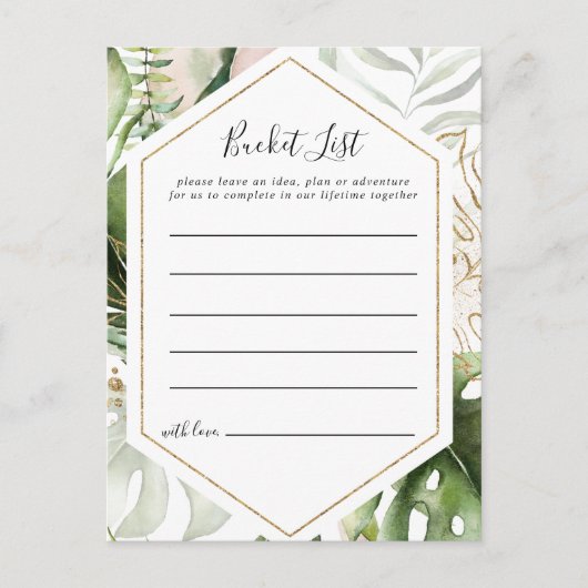 幾何学的金ゴールド熱帯緑バケットリストカード ポストカード (正面)