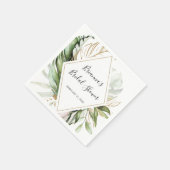 幾何学的金ゴールド熱帯緑ブライダルシャワー スタンダードカクテルナプキン (角)