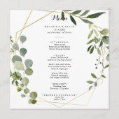 幾何学的金ゴールド熱帯緑色書道夕食会 メニュー (正面)