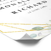 幾何学的金ゴールド白結婚フローラ標識 ポスター (角)