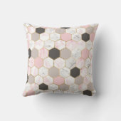 幾何学的金ゴールド箔、大理石六角形パターン。 クッション (裏面)