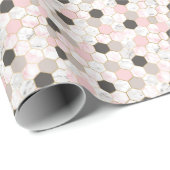 幾何学的金ゴールド箔、大理石六角形パターン。 ラッピングペーパー (ロールコーナー)