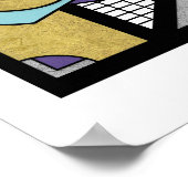 幾何学的金ゴールド紫アールデコ抽象デザイン ポスター (角)