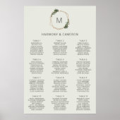 幾何学的金ゴールド結婚の緑の座席表 ポスター (正面)