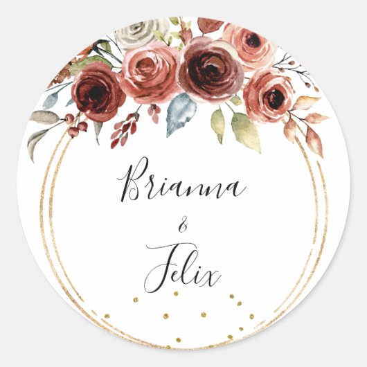 幾何学的金ゴールド結婚グリッターの封筒用シール ラウンドシール (正面)