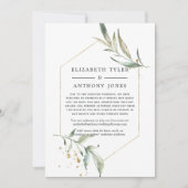 幾何学的金ゴールド結婚グリーネ減らリーのゲストリスト 案内状 (正面)