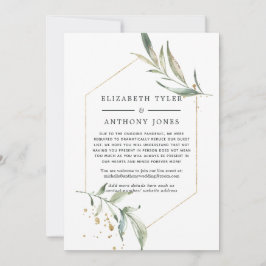 幾何学的金ゴールド結婚グリーネ減らリーのゲストリスト 案内状