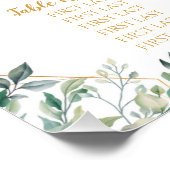 幾何学的金ゴールド結婚リーフの座席表 ポスター (コーナー)