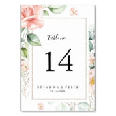 幾何学的金ゴールド緑の葉のフローラ テーブルナンバー (正面)