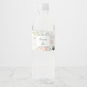 幾何学的金ゴールド緑の葉のフローラ ペットボトルラベル (正面)