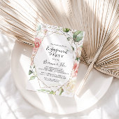 幾何学的金ゴールド緑の葉の婚約パーティ 招待状