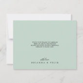 幾何学的金ゴールド緑の葉フローラフラット結婚ズ サンキューカード (裏面)