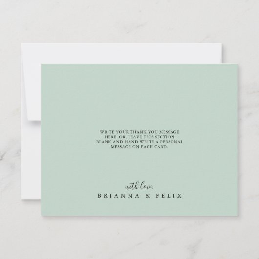 幾何学的金ゴールド緑の葉フローラフラット結婚ズ サンキューカード (裏面)