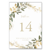 幾何学的金ゴールド緑化秋の結婚式 テーブルナンバー (裏面)