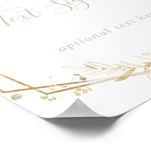 幾何学的金ゴールド緑化秋カスタム文字標識 ポスター (角)