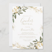 幾何学的金ゴールド緑化秋性発現パーティー 招待状 (正面)