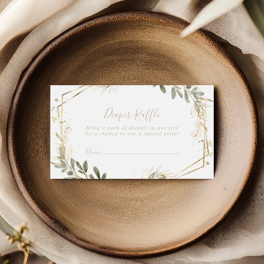 幾何学的金ゴールド緑秋おむつラッフルチケット エンクロージャーカード