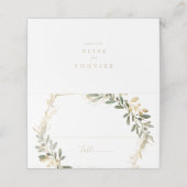 幾何学的金ゴールド緑秋の結婚式座席表 プレイスカード (外部開封)