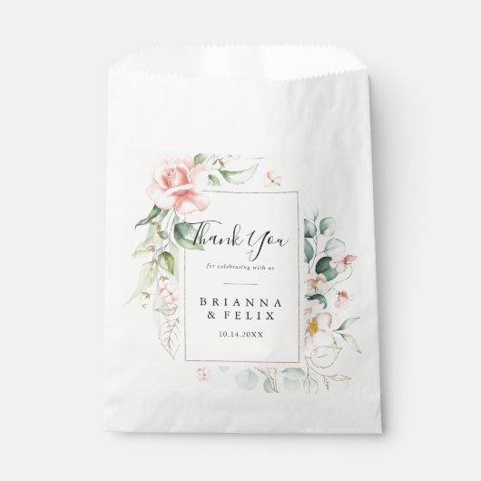 幾何学的金ゴールド緑葉ありがとう結婚。 フェイバーバッグ (正面)