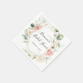 幾何学的金ゴールド緑葉フローラブライダルシャワー スタンダードカクテルナプキン (角)
