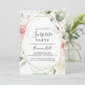 幾何学的金ゴールド緑葉フローラ驚きパーティー 招待状 (スタンド正面)