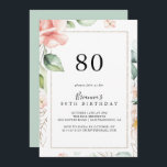 幾何学的金ゴールド緑葉80th誕生日パーティー 招待状<br><div class="desc">この幾何学的な金ゴールドの緑の葉80th誕生日パーティーの招待は、誕生日パーティーにモダン最適である。このデザインは色彩の鮮やか植物性の緑と金ゴールドの葉にピンク、赤面、白い花が付き、幾何学模様の枠を飾っエレガントている。</div>