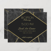 幾何学的金ゴールド線と大理石披露宴 エンクロージャーカード (正面/裏面)