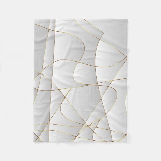 幾何学的金ゴールド線 フリースブランケット (正面)