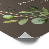 幾何学的金ゴールド茶色の結婚緑の歓迎サイン ポスター (角)