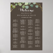 幾何学的金ゴールド茶色アルファベットの座席表 ポスター (正面)