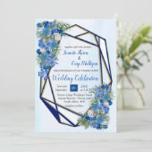 幾何学的金ゴールド – ネイビーコーン花 招待状 (スタンド正面)