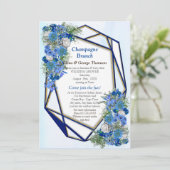幾何学的金ゴールド – ネイビーブルーフラワーカップルのシャワー 招待状 (スタンド正面)
