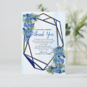 幾何学的金ゴールド – ネイビー&ブルーフラワーサンキューカード 出欠カード (スタンド正面)