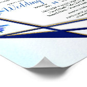 幾何学的金ゴールド – ネイビー&ブルーフラワー結婚ズ ポスター (角)