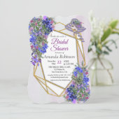 幾何学的金ゴールド&ラベンダーフラワーズブライダルシャワー 招待状 (スタンド正面)