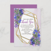 幾何学的金ゴールド&ラベンダーフラワーブケッツ 出欠カード (正面/裏面)