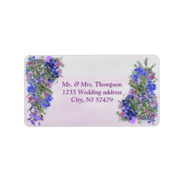 幾何学的金ゴールド&ラベンダーフラワーブーケ ラベル