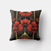 幾何学的金ゴールド&レッドフローラデコ クッション (裏面)