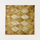 幾何学的金ゴールド:レトロパターンの高度化。 タペストリー (正面(横))