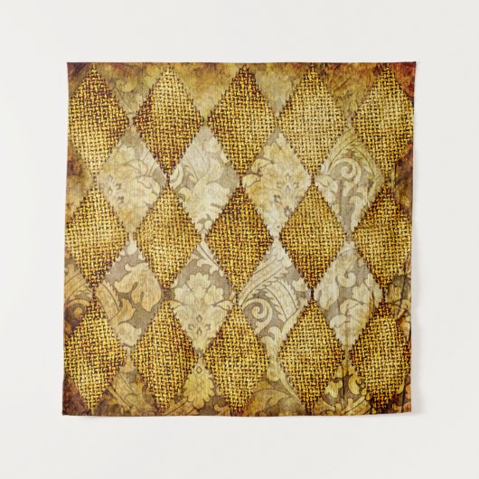 幾何学的金ゴールド:レトロパターンの高度化。 タペストリー (正面)
