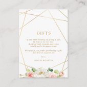 幾何学的金ゴールド&赤面フローラウェディングギフトカード エンクロージャーカード (正面)