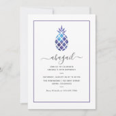 幾何学的銀河系パイナップルサマー誕生日 招待状 (正面)