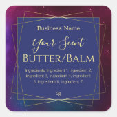 幾何学的銀河系金ゴールドフレーム体バターラベル スクエアシール (正面)