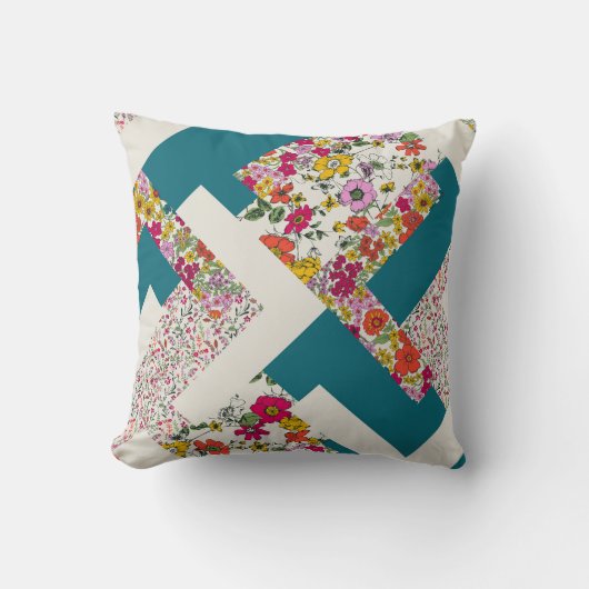 幾何学的開花-モダンフローラ装飾用クッション クッション (正面)