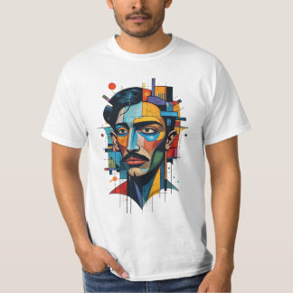 幾何学的顔デザイン Tシャツ